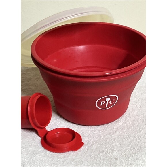 Pampered Chef Microwave Popcorn Maker Popper Red Silicone Collapsible Bowl Large - Picture 4 of 7